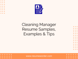 cleaning manager resume samples examples tips