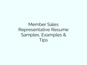 member sales representative resume samples examples tips