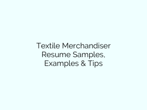 textile merchandiser resume samples examples tips
