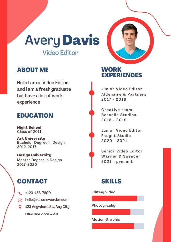 Creative Video Editor Resume