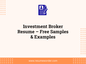 investment broker resume free samples examples