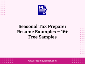seasonal tax preparer resume examples 16 free samples