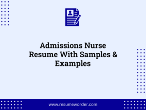 admissions nurse resume with samples examples
