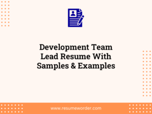 development team lead resume with samples examples
