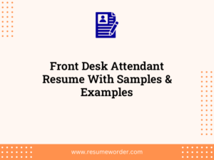 front desk attendant resume with samples examples