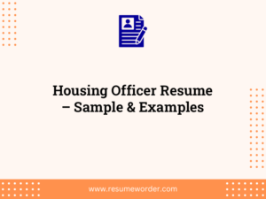 housing officer resume sample examples