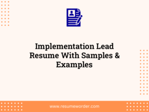 implementation lead resume with samples examples