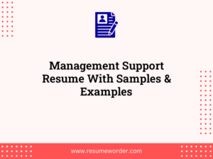 management support resume with samples examples