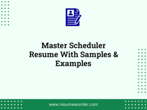 master scheduler resume with samples examples