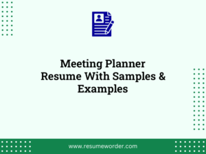 meeting planner resume with samples examples