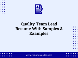 quality team lead resume with samples examples