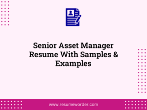 senior asset manager resume with samples examples