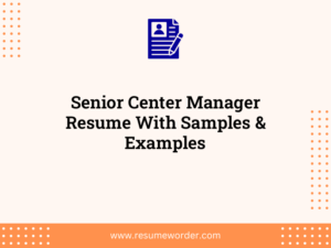 senior center manager resume with samples examples