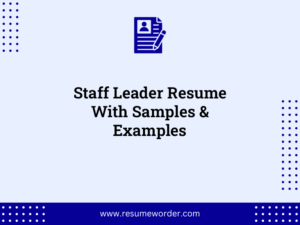 staff leader resume with samples examples