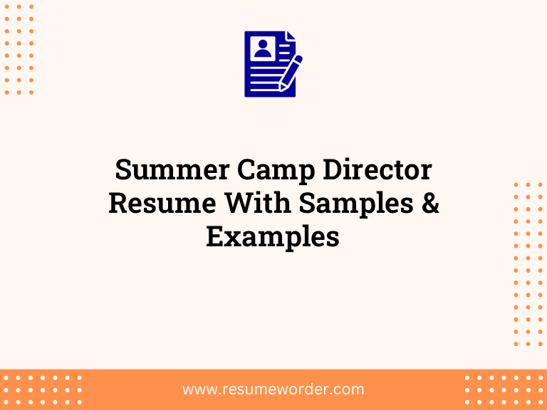 summer camp director resume with samples examples