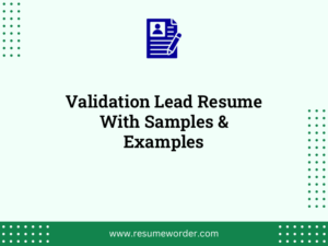 validation lead resume with samples examples