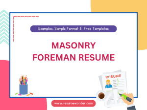 Masonry Foreman Resume - Examples