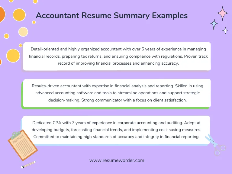 Accountant Resume Summary