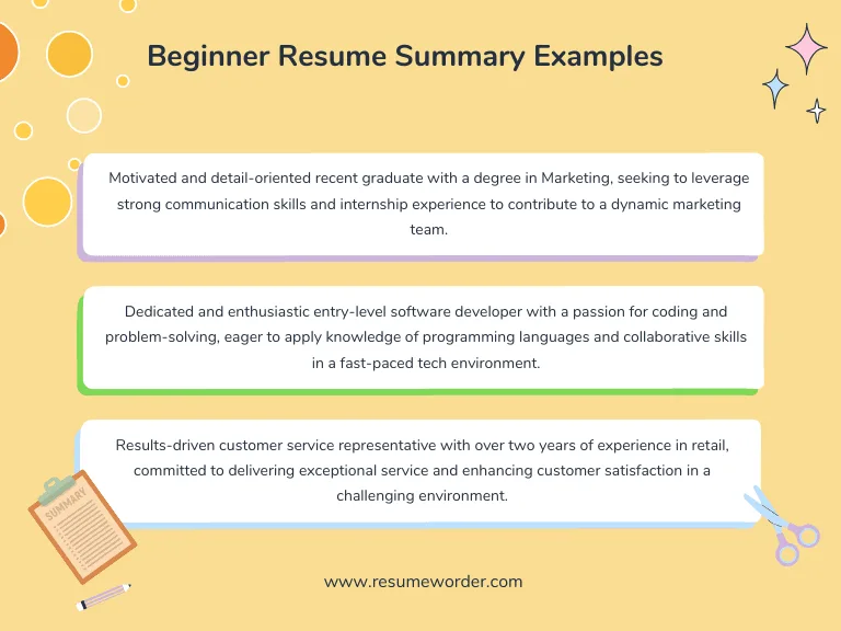Beginner Resume Summary