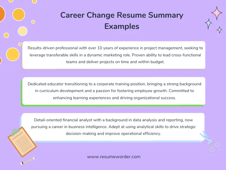 Career Change Resume Summary