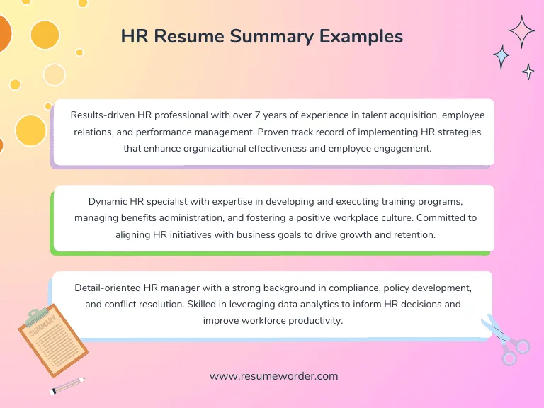 HR Resume Summary