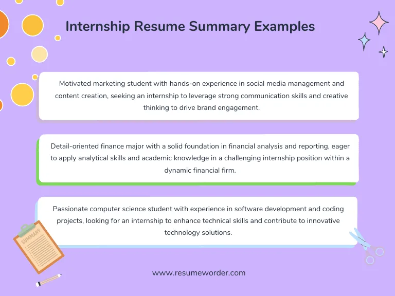 Internship Resume Summary