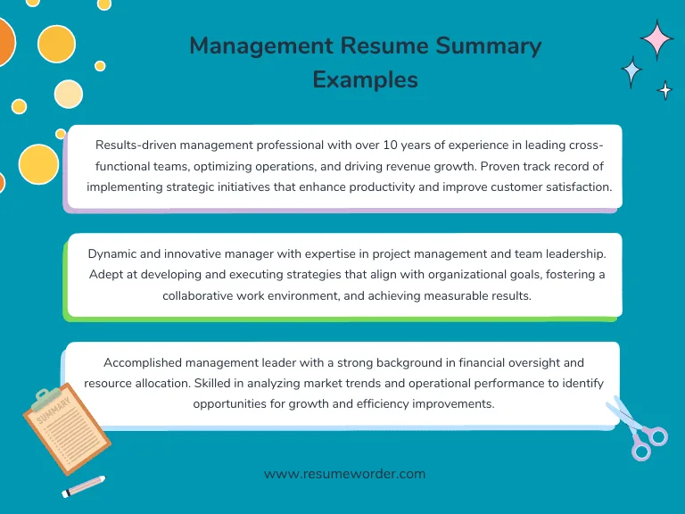 Management Resume Summary