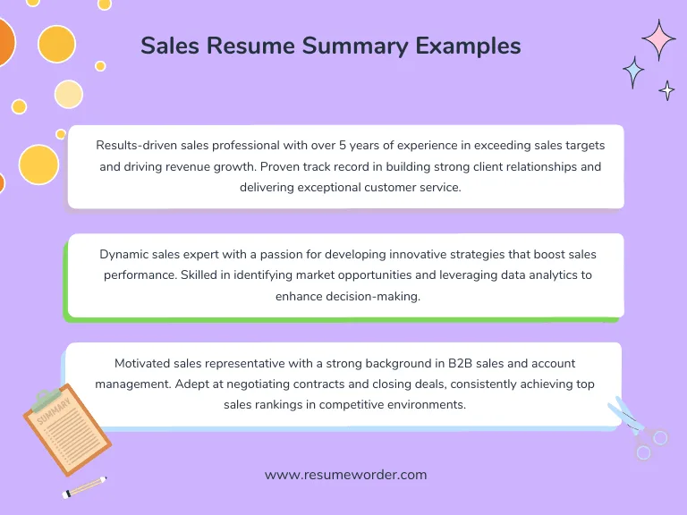 Sales Resume Summary