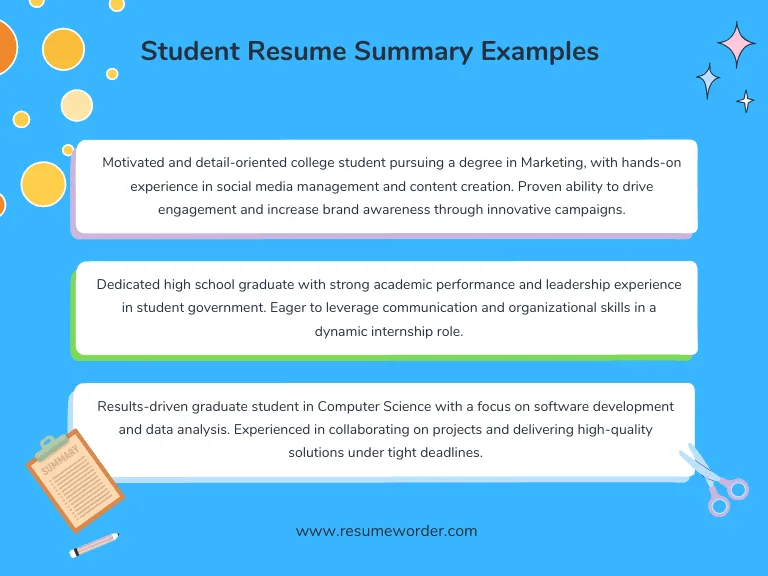 Student Resume Summary