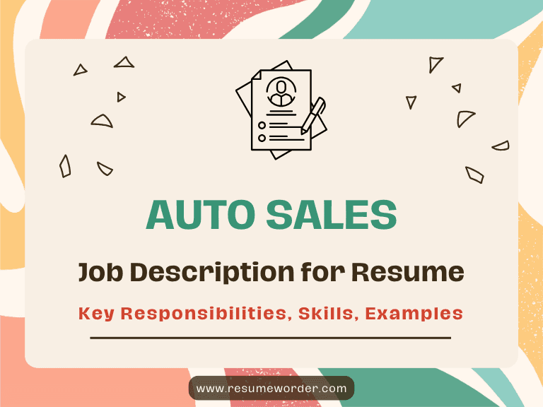 Auto Sales Job Description for Resume